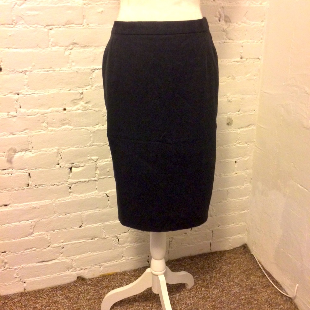 Escada Wool Stretch Pencil Skirt Charcoal Gray 38